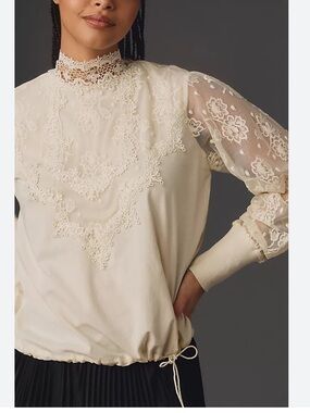 Antgropologie Chic Lace Women's Blouse in Cream NWT
